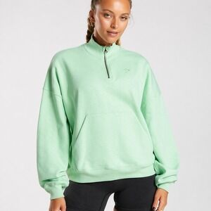 Gymshark Rest Day Sweats 1/2 Zip Pullover Sweatshirt Mint Green Oversized Small